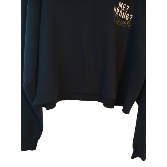 Black Cold Crush Raw Hem Crop Sweatshirt Pullover β Size Large - Picture 3 of 5